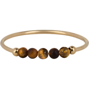 Charmin's Anxiety Ring Tijgeroog Edelsteen Kraaltjes Goldplated Palm R1202