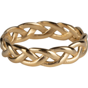 Charmin&rsquo;s ring R1038 Gevlochten Brede Ring Goldplated