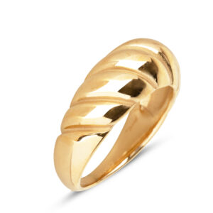 Charmin's Goudkleurige Chunky Ring met Gedraaide Croissant-Vorm R996 &ndash; Elegant en Speels