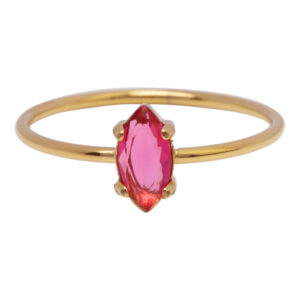 Charmin's Goudkleurige Ring met Ellipsvormig Roze Kristal R1685 &ndash; Zacht en Vrolijk