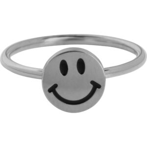 Zilverkleurig Smiley Kinderring Staal KR164 &ndash; Vrolijkheid op je Vinger