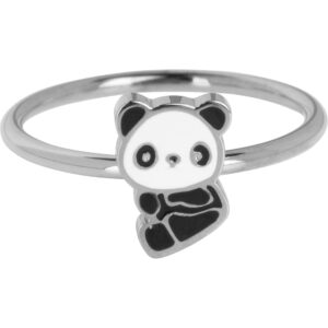 KIDZ Kinderring Emaille Panda Beertje Staal KR204 &ndash; de meest geliefde beer