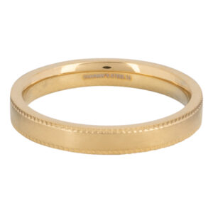 Charmins Goudkleurige Licht Matte Ring met Bewerking aan de Zijkant Staal R1415