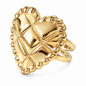 Charmins Goudkleurige Chunky Ring met Groot Hart Big Love R1830